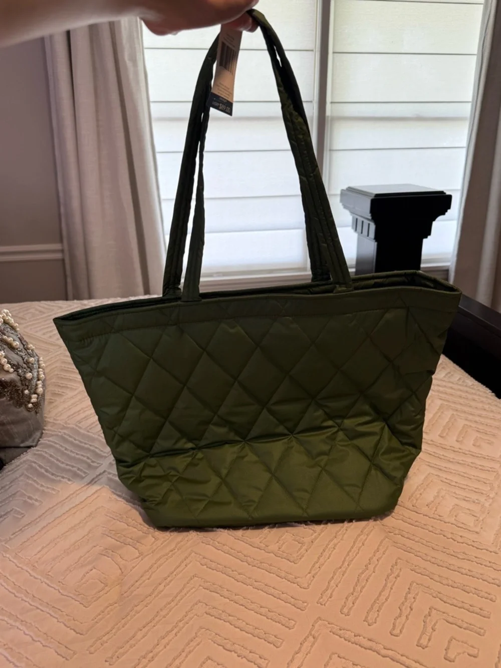 Vera Bradley Quilted Tote in Olive Green shimmer NWT
